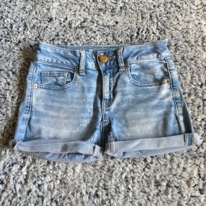 Light Wash Midi Shorts